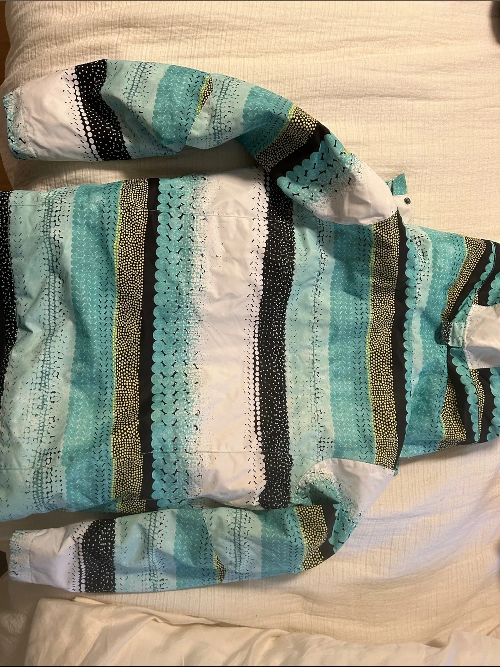 Roxy Teal and Yellow Patterned Girls' Puffy Jacket